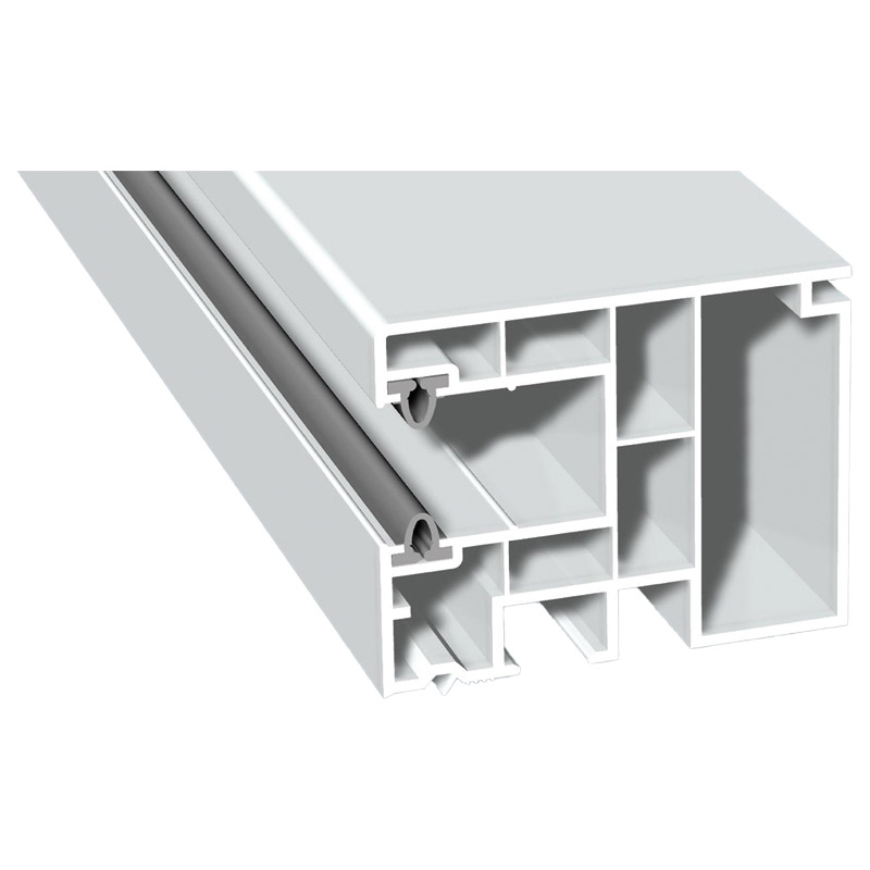 Mini-Rollladenführung 59x47mm Lg. 6,50m Weiß, mit zwei grauen Weichlippen, VE: 39m Produktbild BIGPIC L