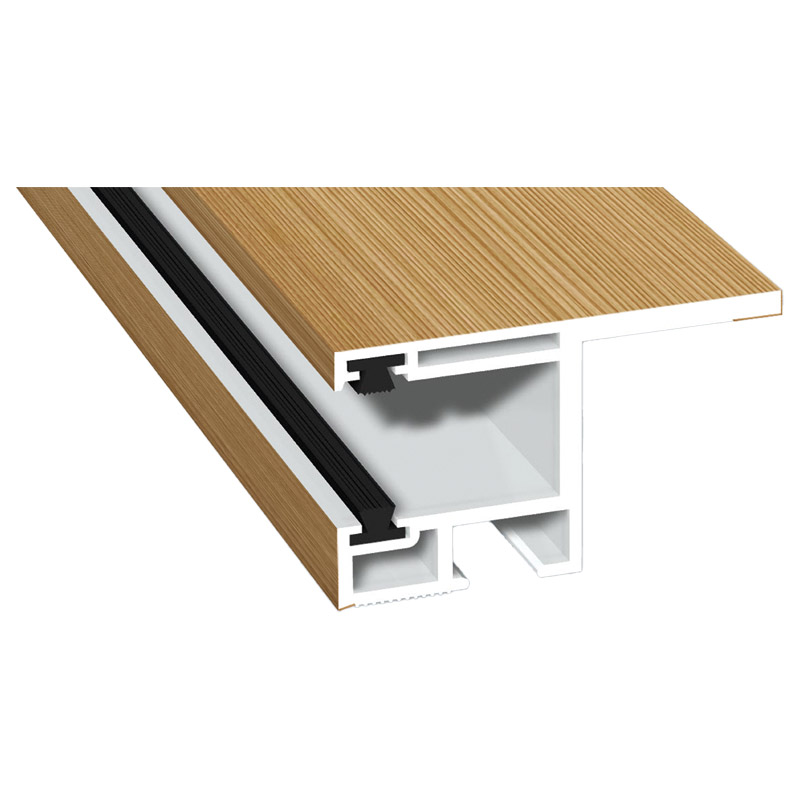 Rollladenführung 55x32mm Lg. 6,00m foliert, mit Nase, mit zwei schwarzen Bürsten GK Braun 306 9041-167 Bergkiefer Produktbild BIGPIC L