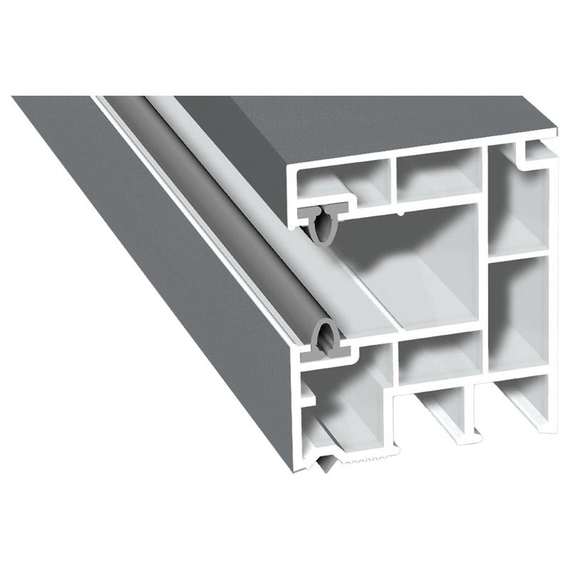 Mini-Rollladenführung 40x47mm Lg. 6,50m foliert, mit zwei grauen WeichlippenGK Weiß 71 5505-083 Silbergrau Glatt Produktbild BIGPIC L