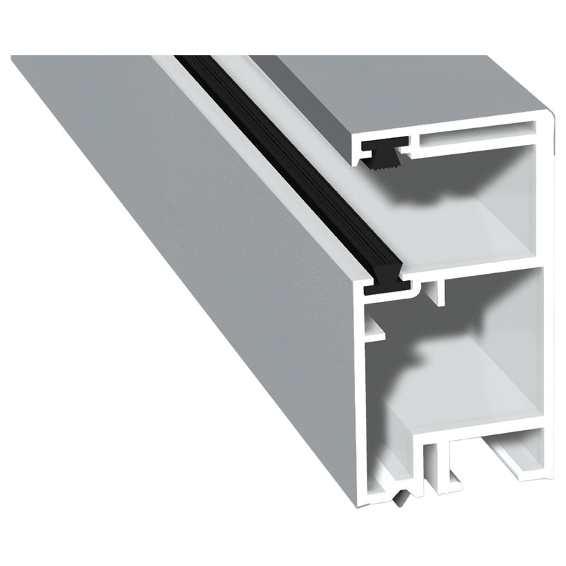 Rollladenführung 30x57mm Lg. 6,00m foliert, mit zwei schwarzen Bürsten GK Weiß 71 5505-083 Silbergrau Glatt Produktbild BIGPIC L