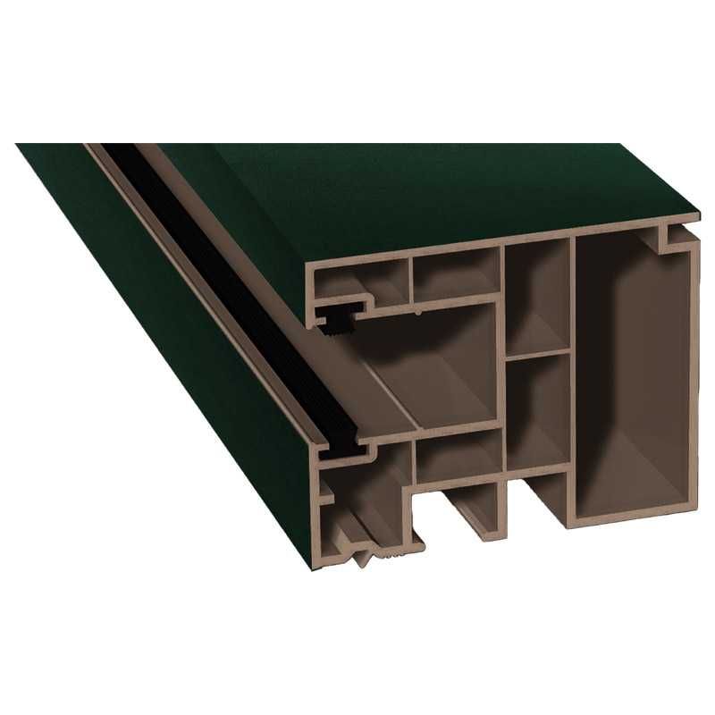 Maxi-Rollladenführung 59x47mm Lg. 6,50m foliert, GK Braun, mit zwei schwarzen Bürsten 61 2505-167 Dunkelgrün Produktbild BIGPIC L