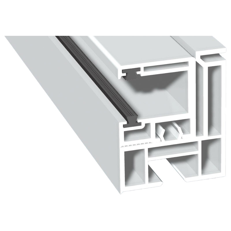 Adapterprofil 52x42mm Lg. 6,00m Revision außen <(>&<)> Rollladenführung 32x30mm Lg. 6,00m mit zwei grauen Bürsten, VE: 30m Produktbild BIGPIC L