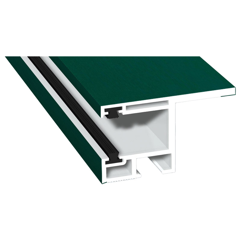 Rollladenführung 55x32mm Lg. 6,00m foliert, mit Nase, mit zwei schwarzen Bürsten GK Weiß 60 0505-167 Moosgrün Produktbild BIGPIC L