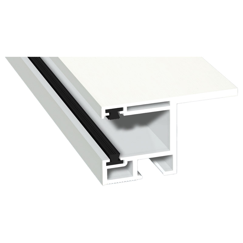 Rollladenführung 55x32mm Lg. 6,00m foliert, mit Nase, mit zwei schwarzen Bürsten GK Weiß 456 5053 Altweiß Produktbild BIGPIC L