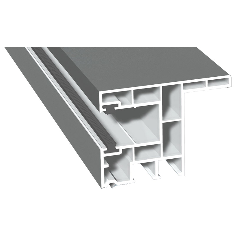 Rollladenführung 63x47mm Lg. 6,00m foliert, mit Nase, mit zwei schwarzen Bürsten GK Weiß 70 0405-083 Signalgrau Glatt Produktbild BIGPIC L
