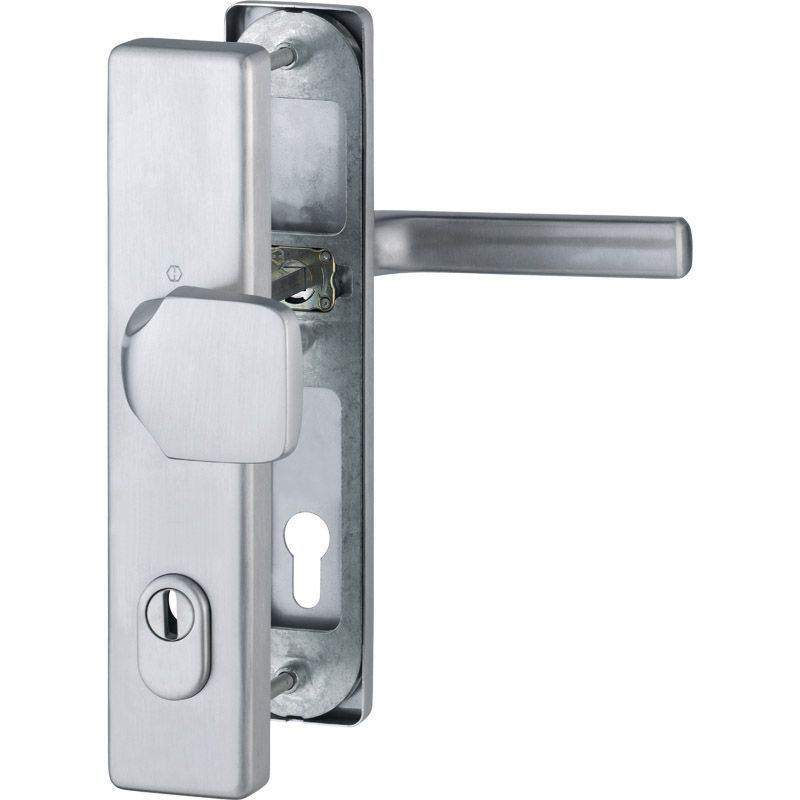 E61G/2222ZA/2210/1643Z Garnitur HOPPE-Schnellstift/ES1/F69 Edelstahl matt/Profilzylinder 92mm/10mm/FDW-Vierkantstift/67- Produktbild BIGPIC L