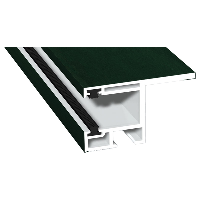 Rollladenführung 55x32mm Lg. 6,00m foliert, mit Nase, mit zwei schwarzen Bürsten GK Weiß 61 2505-167 Dunkelgrün Produktbild BIGPIC L