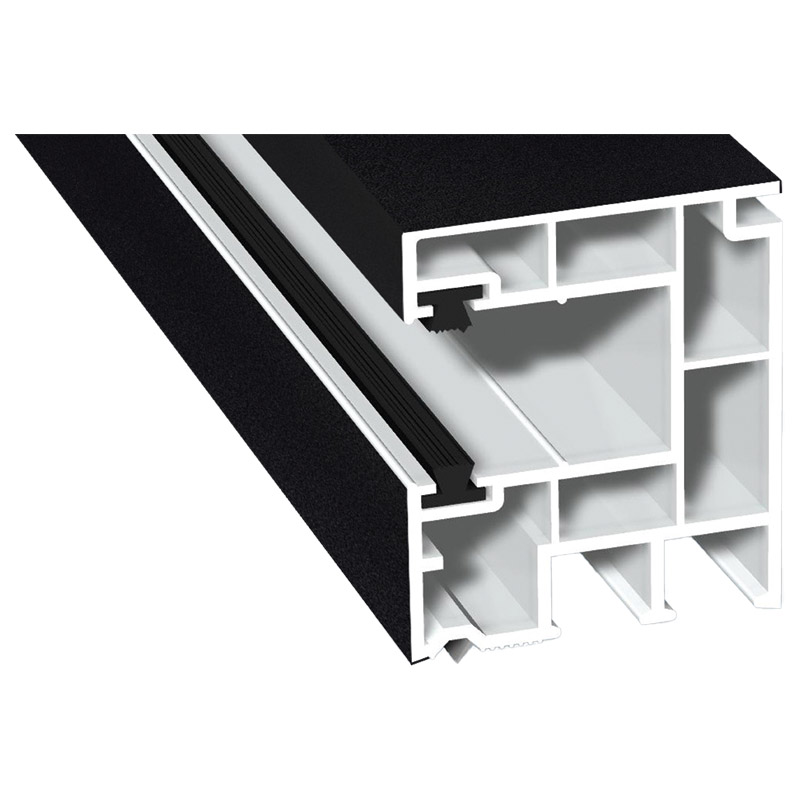 Rollladenführung 40x47mm Lg. 6,50m foliert, mit zwei schwarzen Bürsten GK Weiß 70 2105-083 Schwarzgrau Glatt Produktbild BIGPIC L