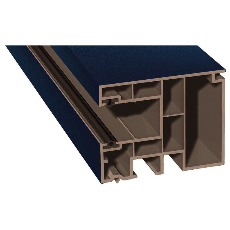 Maxi-Rollladenführung 59x47mm Lg. 6,50m foliert, GK Braun, mit zwei schwarzen Weichlippen 51 5005-167 Stahlblau Produktbild BIGPIC L