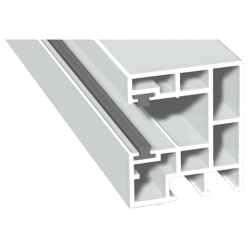Rollladenführung 40x47mm Lg. 6,00m Weiß, mit zwei grauen Bürsten, VE: 60m Produktbild BIGPIC L