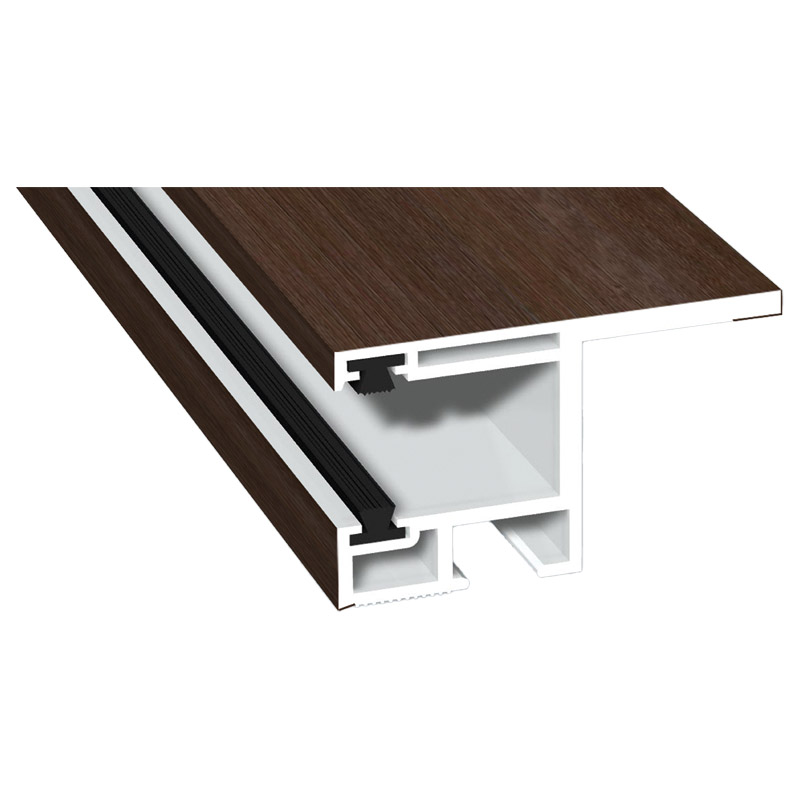 Rollladenführung 55x32mm Lg. 6,00m foliert, mit Nase, mit zwei schwarzen Bürsten GK Braun 436 3059 Walnuss Terra Produktbild BIGPIC L