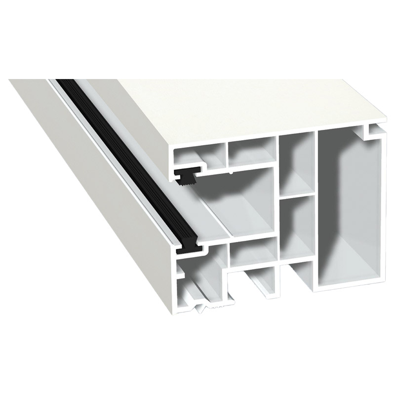 Maxi-Rollladenführung 59x47mm Lg. 6,50m foliert, GK Weiß, mit zwei schwarzen Bürsten 456 5053 Altweiß Produktbild BIGPIC L
