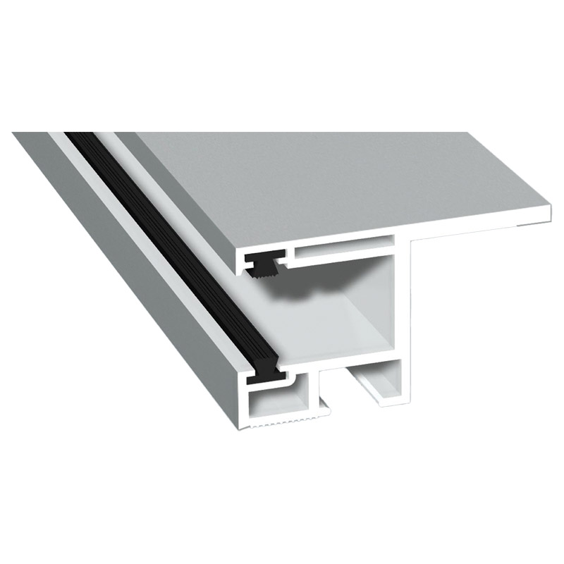 Rollladenführung 55x32mm Lg. 6,00m foliert, mit Nase, mit zwei schwarzen Bürsten GK Weiß 70 0405-083 Signalgrau Glatt Produktbild BIGPIC L