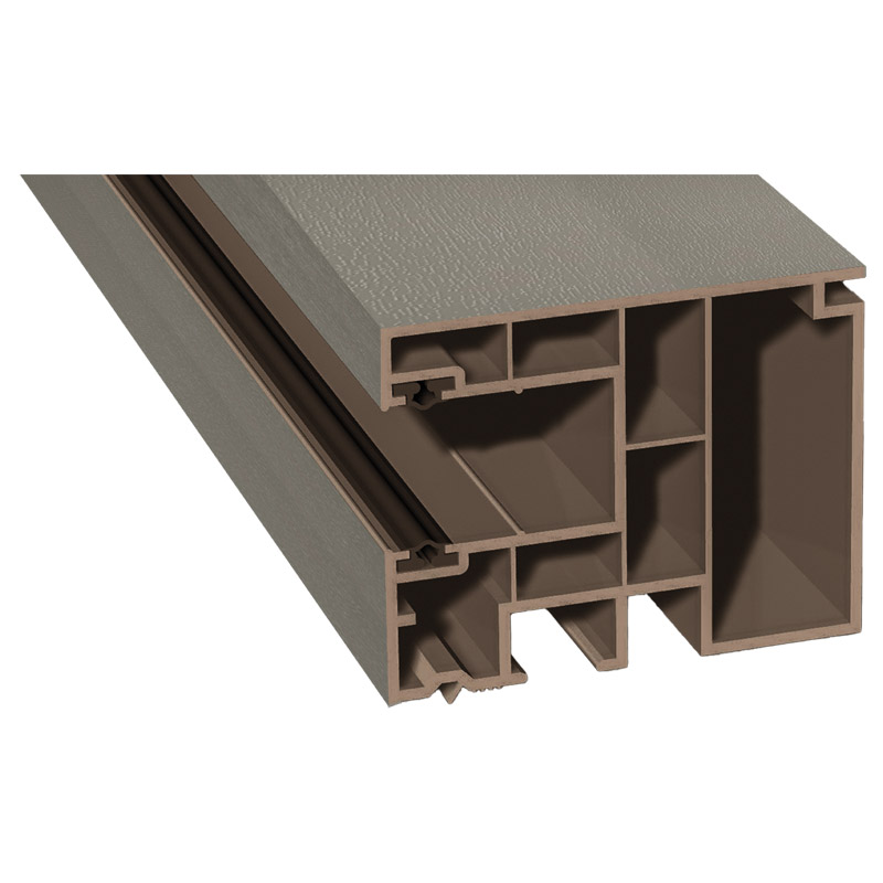 Maxi-Rollladenführung 59x47mm Lg. 6,50m foliert, GK Braun, mit zwei schwarzen Weichlippen 70 2305-167 Betongrau Produktbild BIGPIC L