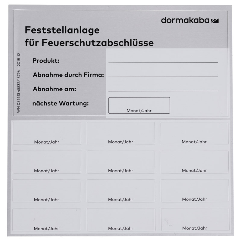 Zulassungsetikett für Feststellanlagen Produktbild BIGPIC L