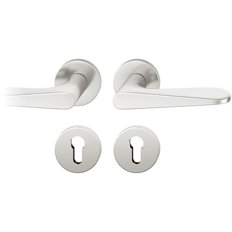 AGL3-Drückergarnitur 1144 rechts 8mm PZ Rundrosette max. 35°. TS 39-48mm Aluminium naturfarbig Produktbild BIGPIC L
