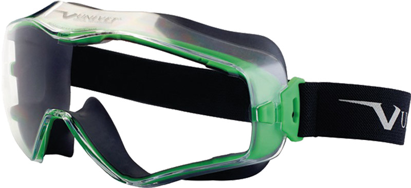 Vollsichtbrille EN 166, EN 170  6x3 Rahmen gunmetallic/grün, Scheibe klar Polycarbonat Produktbild BIGPIC L