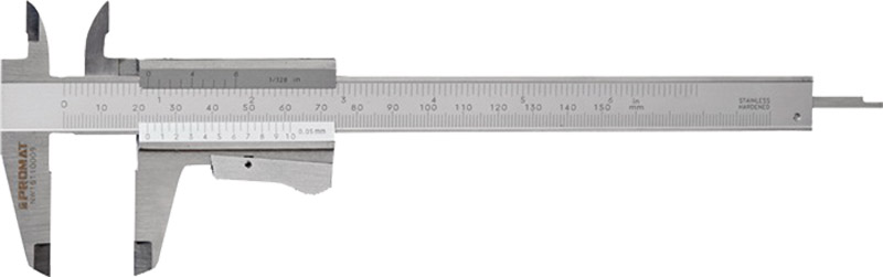 Taschenmessschieber 150mm PROMAT DIN862 mit Momentfeststellung eckig Produktbild BIGPIC L