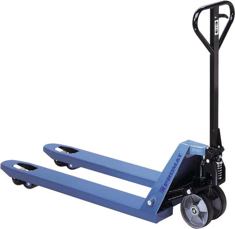 Gabelhubwagen Gabel-L. 1150 mm Trgf. 2500 kg Stahl PROMAT  taubenblau, RAL 5014 PUR/PA Produktbild BIGPIC L