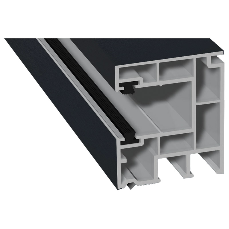 Rollladenführung 40x47mm Lg. 6,50m foliert, mit zwei schwarzen Bürsten GK Grau 70 1605-167 Anthrazitgrau 930/B2 KG 1605 Produktbild BIGPIC L