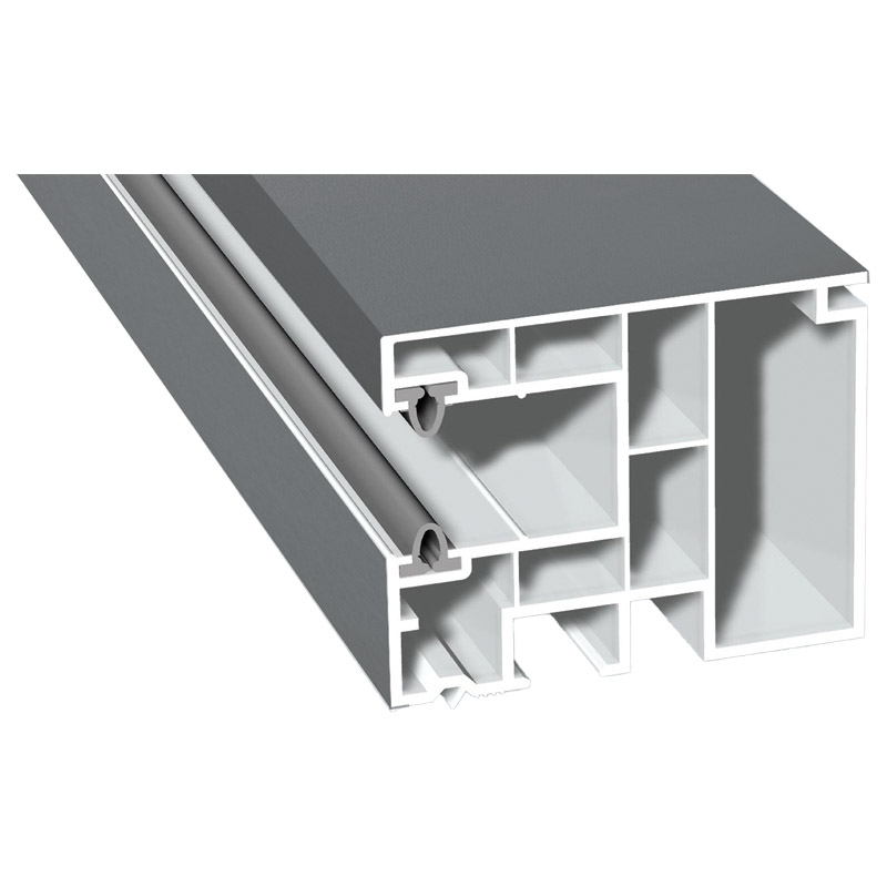 Mini-Rollladenführung 59x47mm Lg. 6,50m foliert, mit zwei grauen WLGK Weiß 71 5505-167 Silbergrau Produktbild BIGPIC L