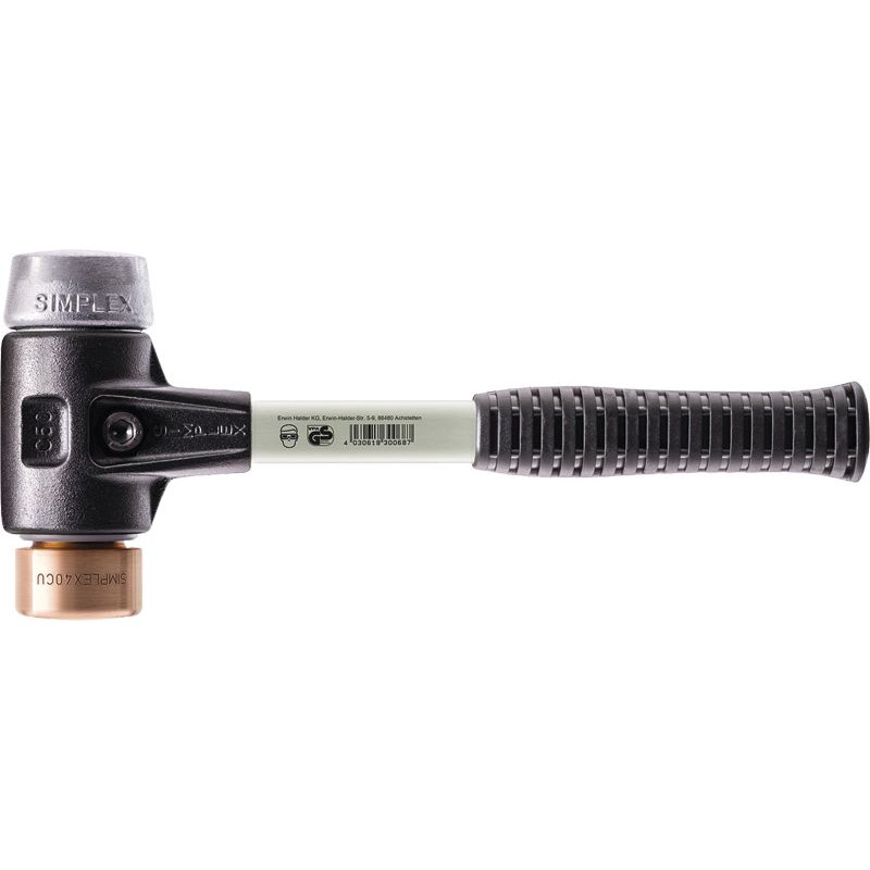 HALDER Schonhammer SIMPLEX hart Fiberglasstiel Kupfer/Weichmetall silber Produktbild BIGPIC L