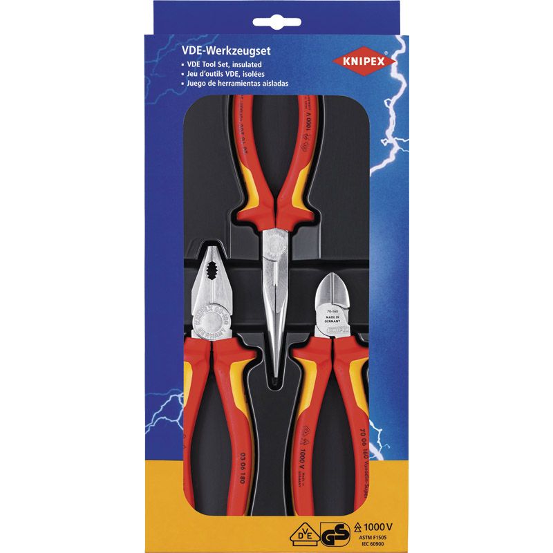 KNIPEX Zangensortiment VDE Elektro-Paket 3-tlg. Produktbild BIGPIC L