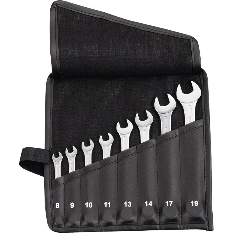 PROMAT Ringmaulschlüsselsatz abgewinkelt DIN 3113 Form A 8-19mm 8-tlg. in Rolltasche Produktbild BIGPIC L