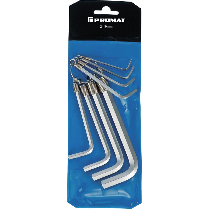 PROMAT Sechskant-Winkelschraubendrehersatz kurz 2-10mm 8-tlg. Produktbild BIGPIC L