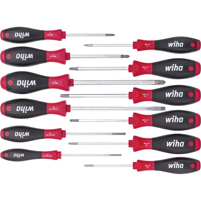 WIHA Schraubendrehersortiment 302 LS/PH/PZD/TX mit Rundklinge 12-tlg. Produktbild BIGPIC L