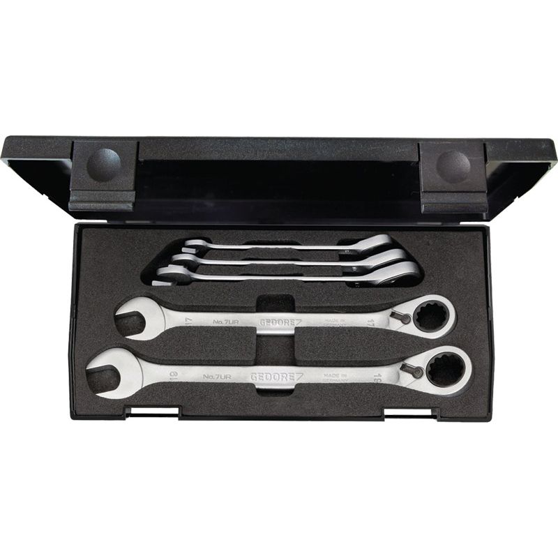 GEDORE Knarrenringmaulschlüsselsatz umschaltbar 8-19mm 5-tlg. im Kunststoffkasten Produktbild BIGPIC L