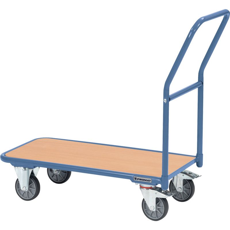 Plattformwagen Ladeflächen L850xB450 mm Stahlrohr PROMAT  taubenblau, RAL 5014 Trgf. 250 kg Produktbild BIGPIC L