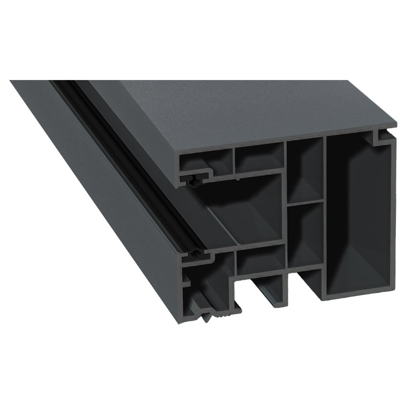 Maxi-Rollladenführung 59x47mm Lg. 6,50m foliert, GK Grau, mit zwei schwarzen Weichlippen 70 1205-083 Basaltgrau Glatt Produktbild BIGPIC L