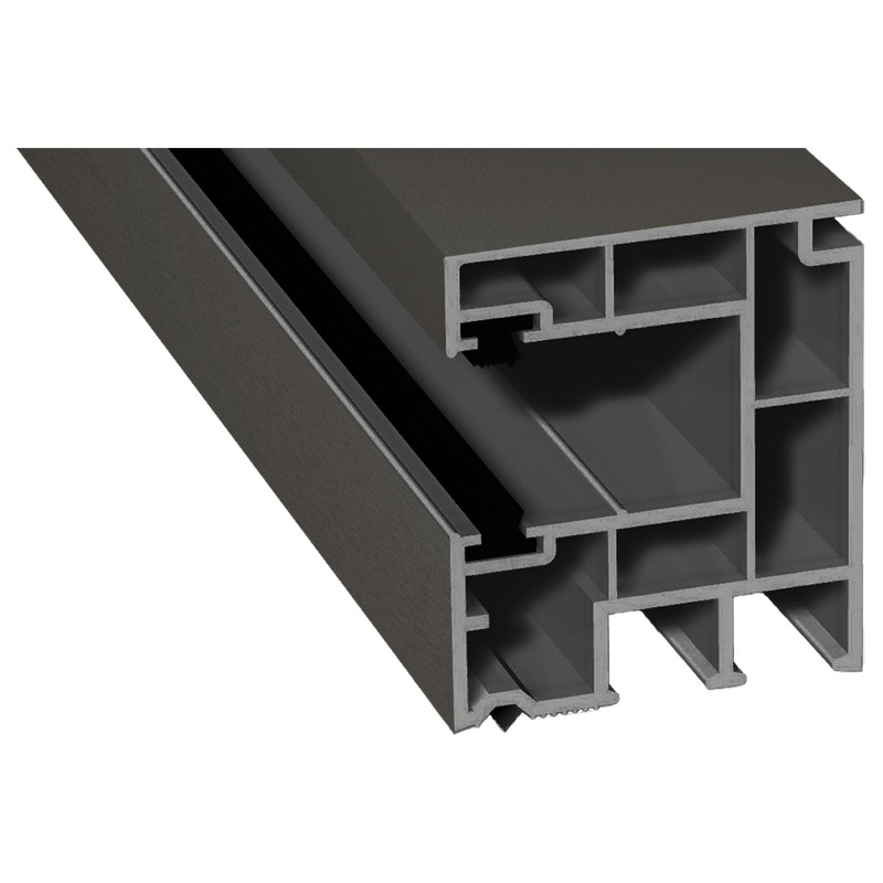 Rollladenführung 40x47mm Lg. 6,50m foliert, mit zwei schwarzen Bürsten GK Grau 70 3905-167 Quarzgrau Produktbild BIGPIC L