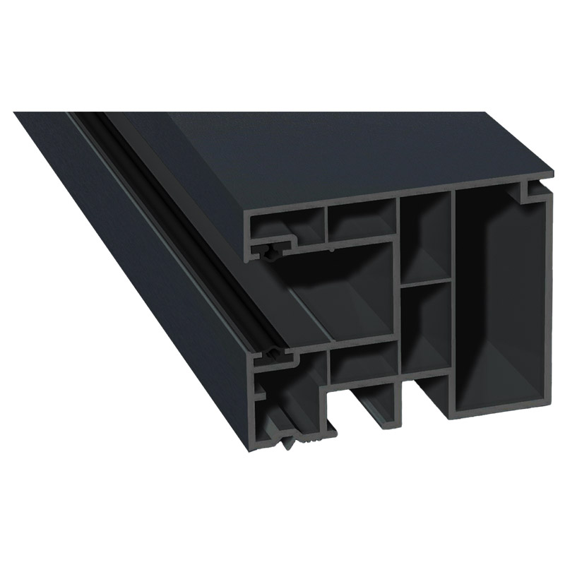 Maxi-Rollladenführung 59x47mm Lg. 6,50m foliert, GK Grau, mit zwei schwarzen Weichlippen 70 1605-167 Anthrazitgrau Produktbild BIGPIC L
