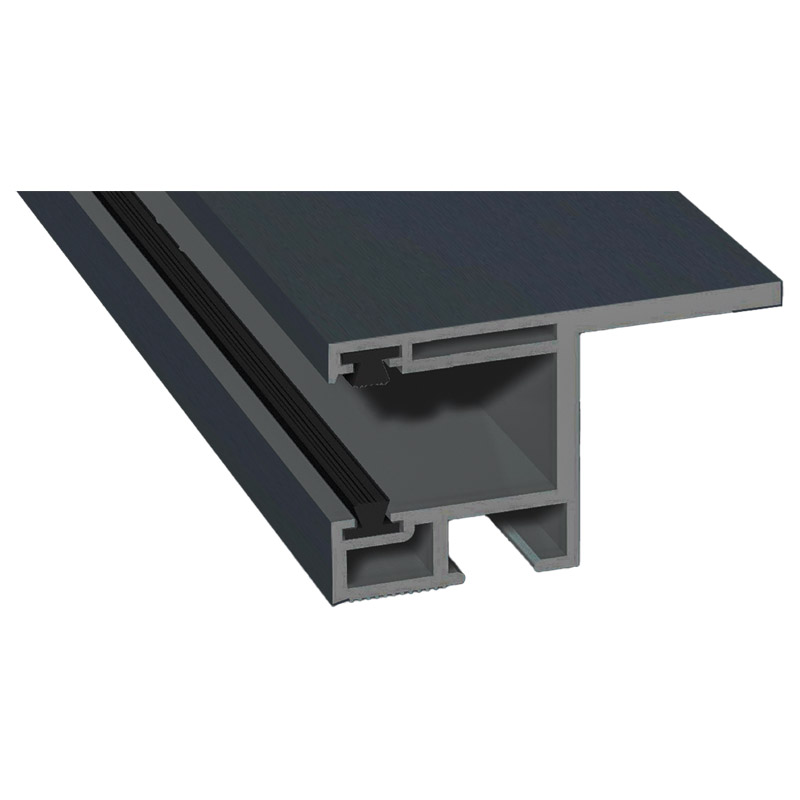 Rollladenführung 55x32mm Lg. 6,00m foliert, mit Nase, mit zwei schwarzen Bürsten GK Grau 70 1605-167 Anthrazitgrau Produktbild BIGPIC L