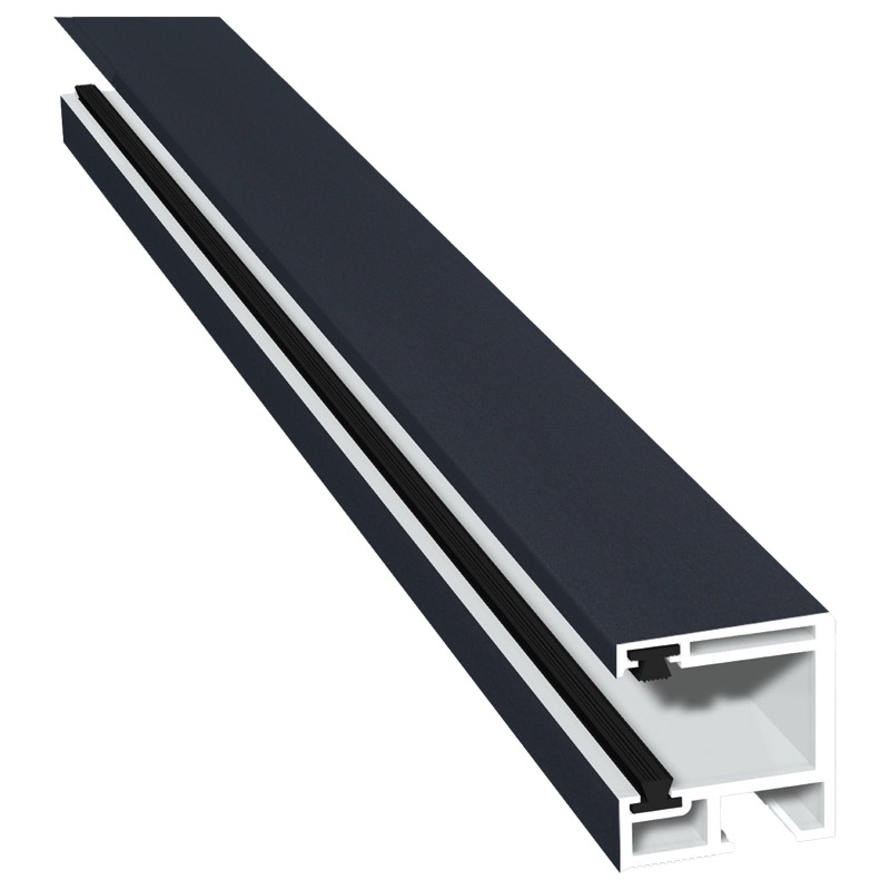 Rollladenführung 30x32mm Lg. 6,00m foliert, mit zwei schwarzen Bürsten GK Grau 70 1605-097 Anthrazitgrau Glatt 2 Produktbild BIGPIC L
