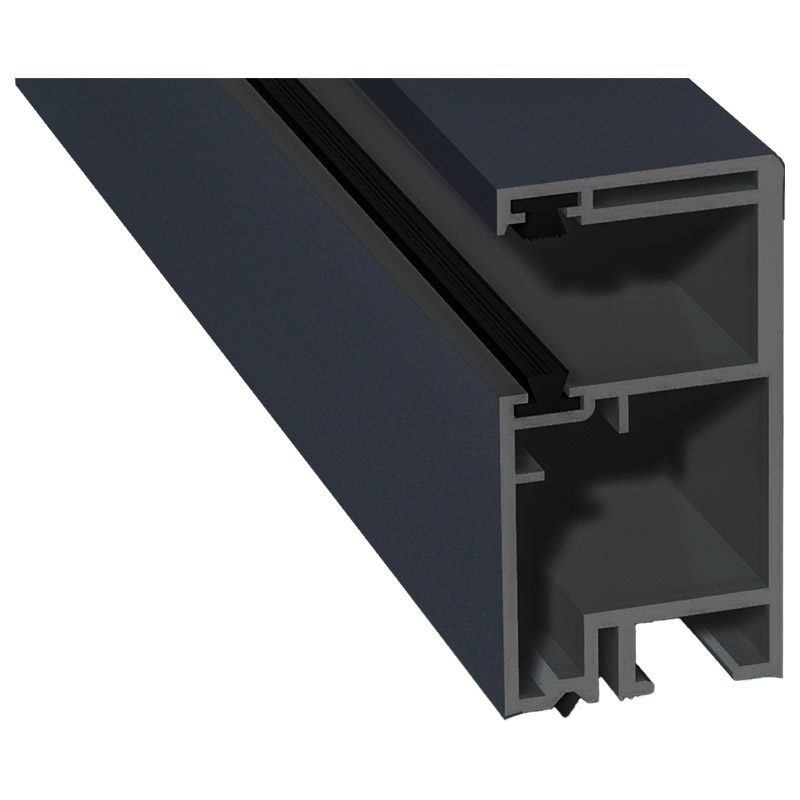 Rollladenführung 30x57mm Lg. 6,00m foliert, mit zwei schwarzen Bürsten GK Grau 70 1605-097 Anthrazitgrau Glatt 2 Produktbild BIGPIC L