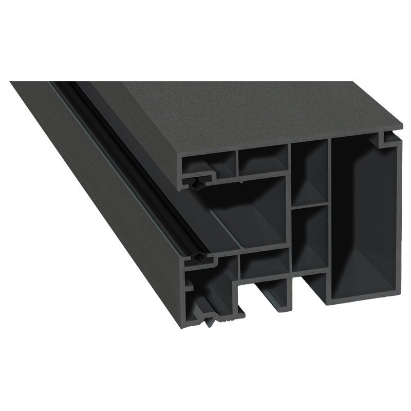 Maxi-Rollladenführung 59x47mm Lg. 6,50m foliert, GK Grau, mit zwei schwarzen Weichlippen 436 1014 Alux DB 703 Produktbild BIGPIC L