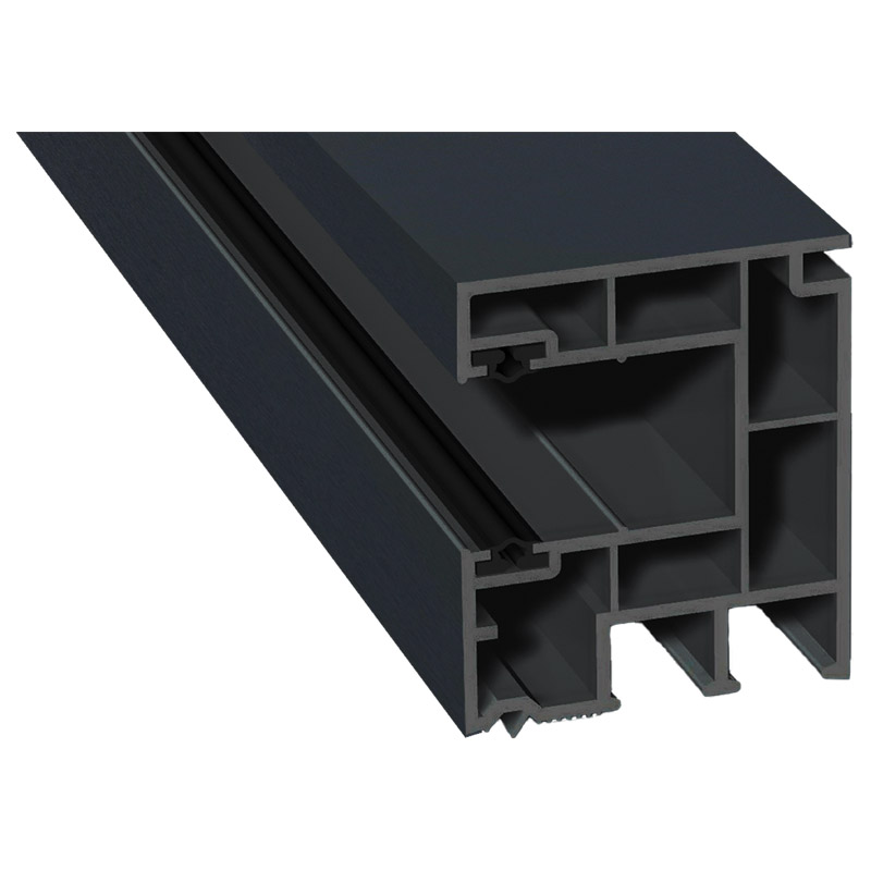 Maxi-Rollladenführung 40x47mm Lg. 6,50m foliert, GK Grau, mit zwei schwarzen Weichlippen 70 1605-167 Anthrazitgrau Produktbild BIGPIC L
