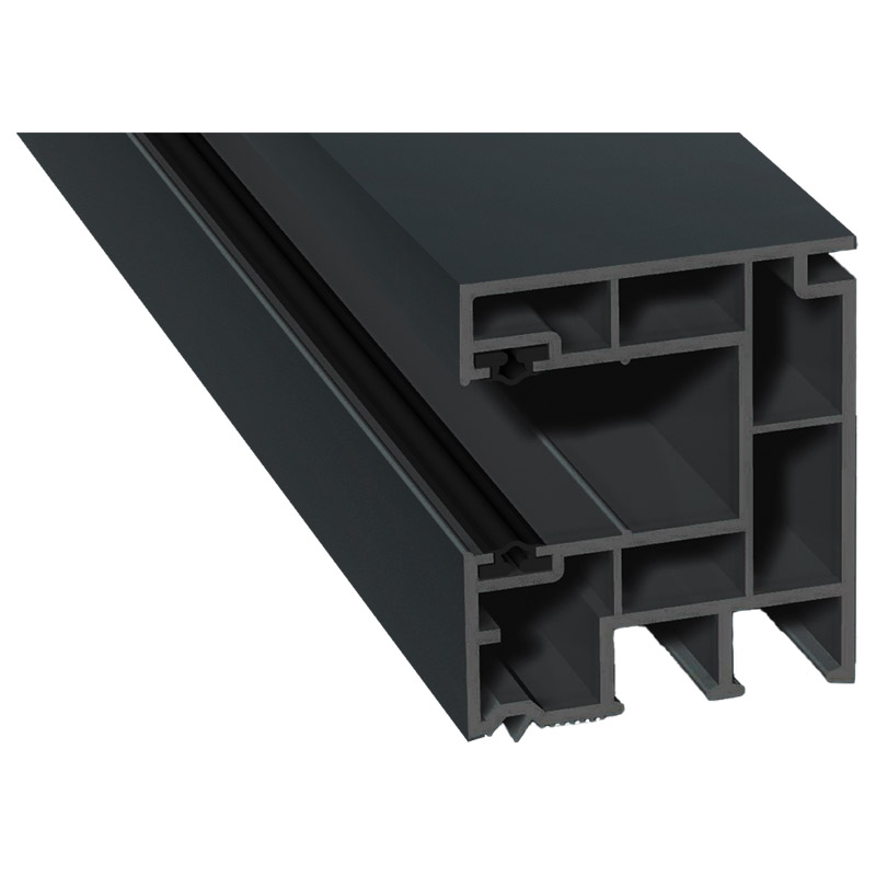 Maxi-Rollladenführung 40x47mm Lg. 6,50m foliert, GK Grau, mit zwei schwarzen Weichlippen 70 1605-083 Anthrazitgrau Glatt Produktbild BIGPIC L