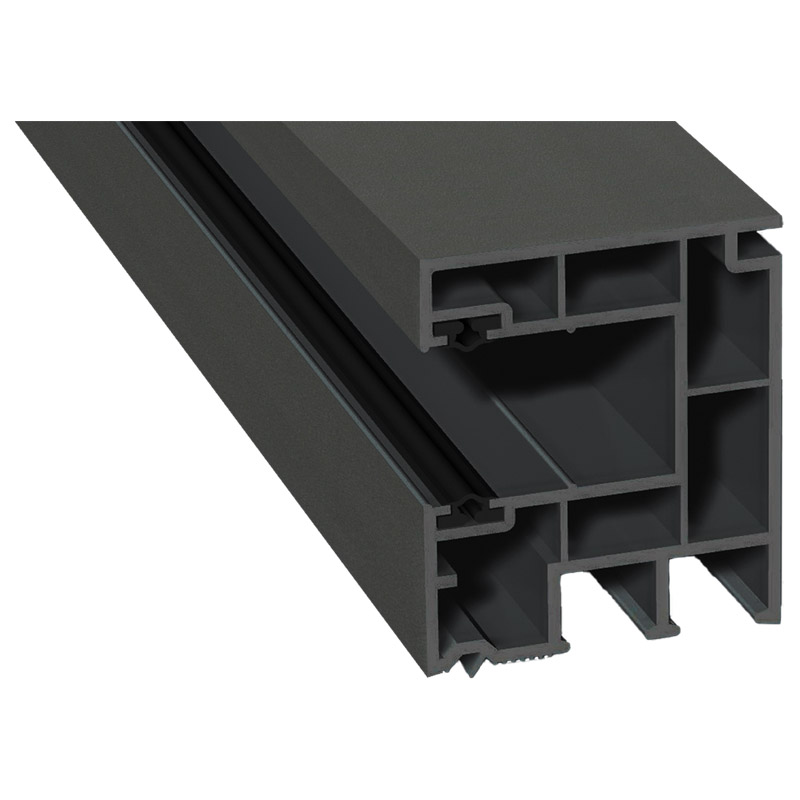 Maxi-Rollladenführung 40x47mm Lg. 6,50m foliert, GK Grau, mit zwei schwarzen Weichlippen 436 1014 Alux DB 703 Produktbild BIGPIC L