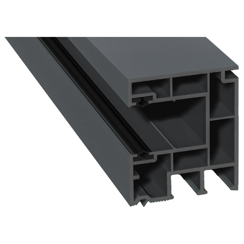 Maxi-Rollladenführung 40x47mm Lg. 6,50m foliert, GK Grau, mit zwei schwarzen Weichlippen 70 1205-083 Basaltgrau Glatt Produktbild BIGPIC L