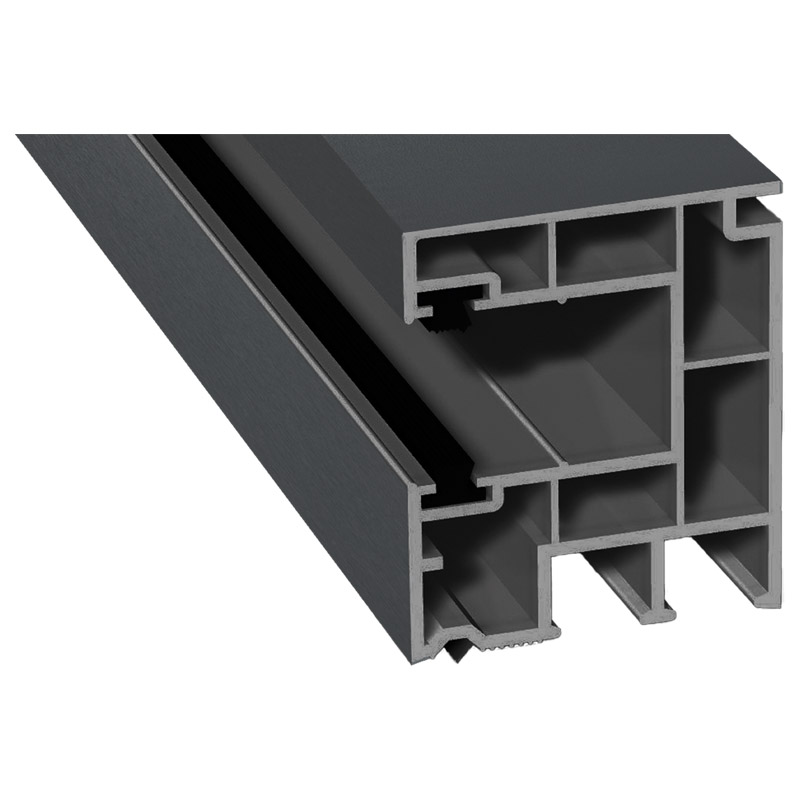 Rollladenführung 40x47mm Lg. 6,50m foliert, mit zwei schwarzen Bürsten GK Grau 70 1205-167 Basaltgrau Produktbild BIGPIC L