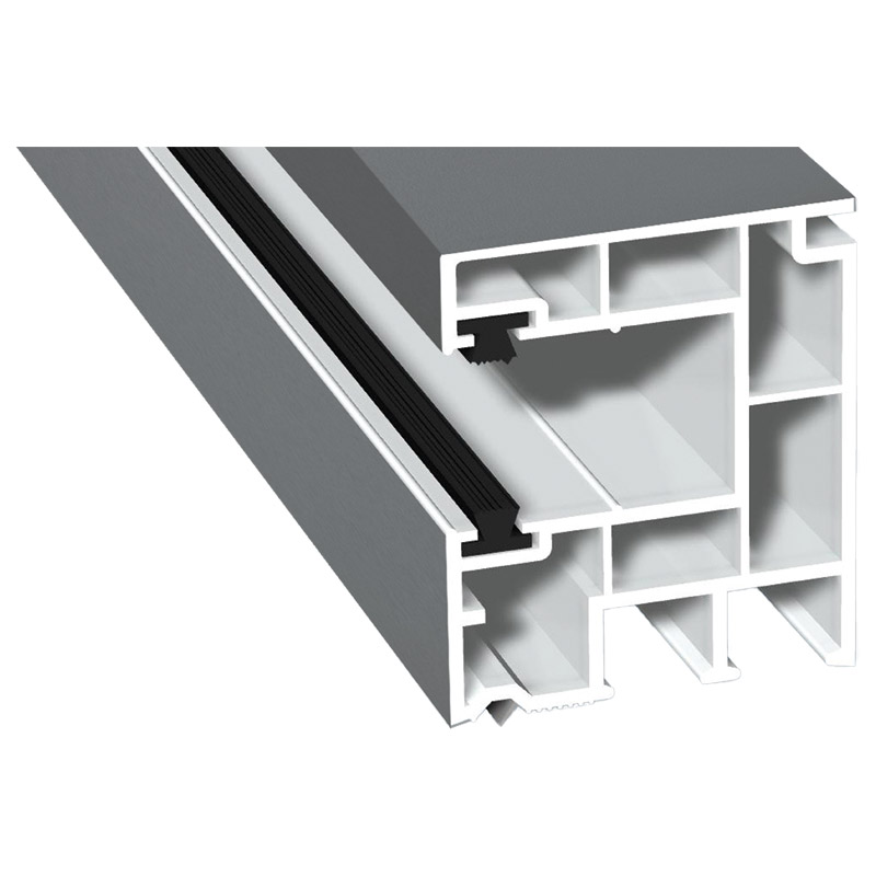 Rollladenführung 40x47mm Lg. 6,50m foliert, mit zwei schwarzen Bürsten GK Weiß 71 5505-167 Silbergrau Produktbild BIGPIC L