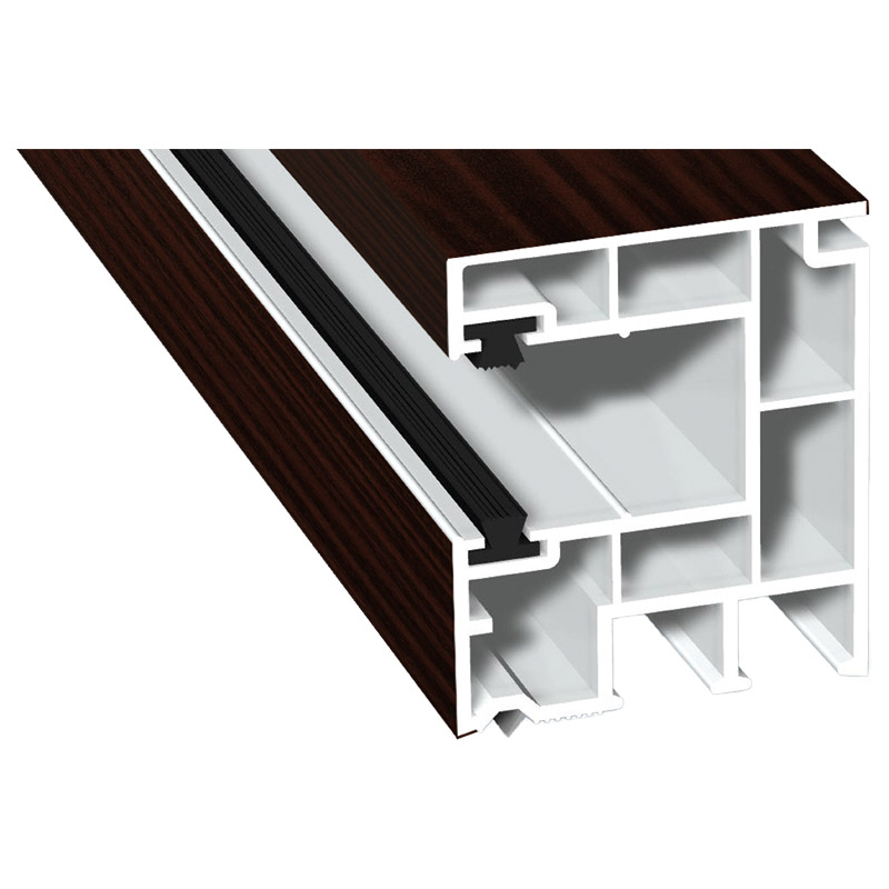Rollladenführung 40x47mm Lg. 6,50m foliert, mit zwei schwarzen Bürsten GK Braun 206 5021-167 Sapeli Produktbild BIGPIC L
