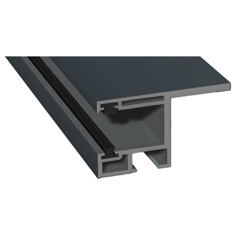 Rollladenführung 55x32mm Lg. 6,00m foliert, mit Nase, mit zwei schwarzen Bürsten GK Grau 70 1605-083 Anthrazitgrau Glatt Produktbild BIGPIC L