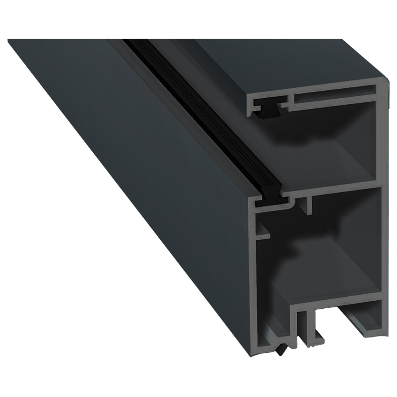Rollladenführung 30x57mm Lg. 6,00m foliert, mit zwei schwarzen Bürsten GK Grau 70 1605-083 Anthrazitgrau Glatt Produktbild BIGPIC L