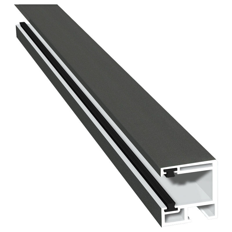 Rollladenführung 30x32mm Lg. 6,00m foliert, mit zwei schwarzen Bürsten GK Grau 436 1014 Alux DB 703 Produktbild BIGPIC L