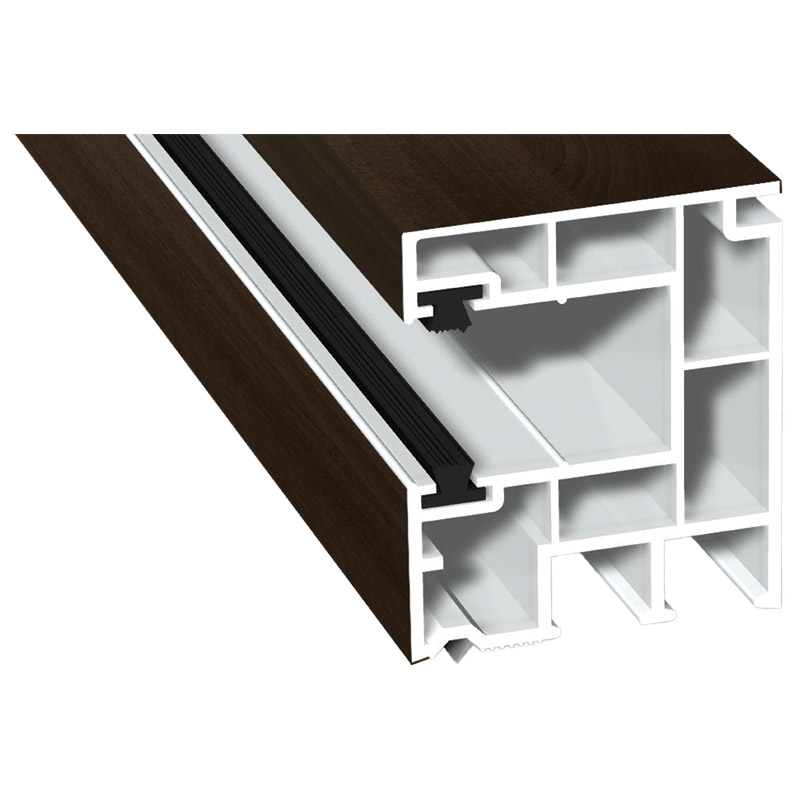 Rollladenführung 40x47mm Lg. 6,50m foliert, mit zwei schwarzen Bürsten GK Braun 49237 Siena Noce Produktbild BIGPIC L